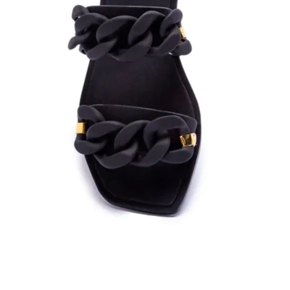 !! NEW !! Jelly Slide Sandals with Chain Detail in Matte Black - Picture 6 of 11
